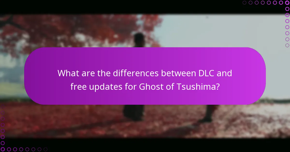 What are the differences between DLC and free updates for Ghost of Tsushima?
